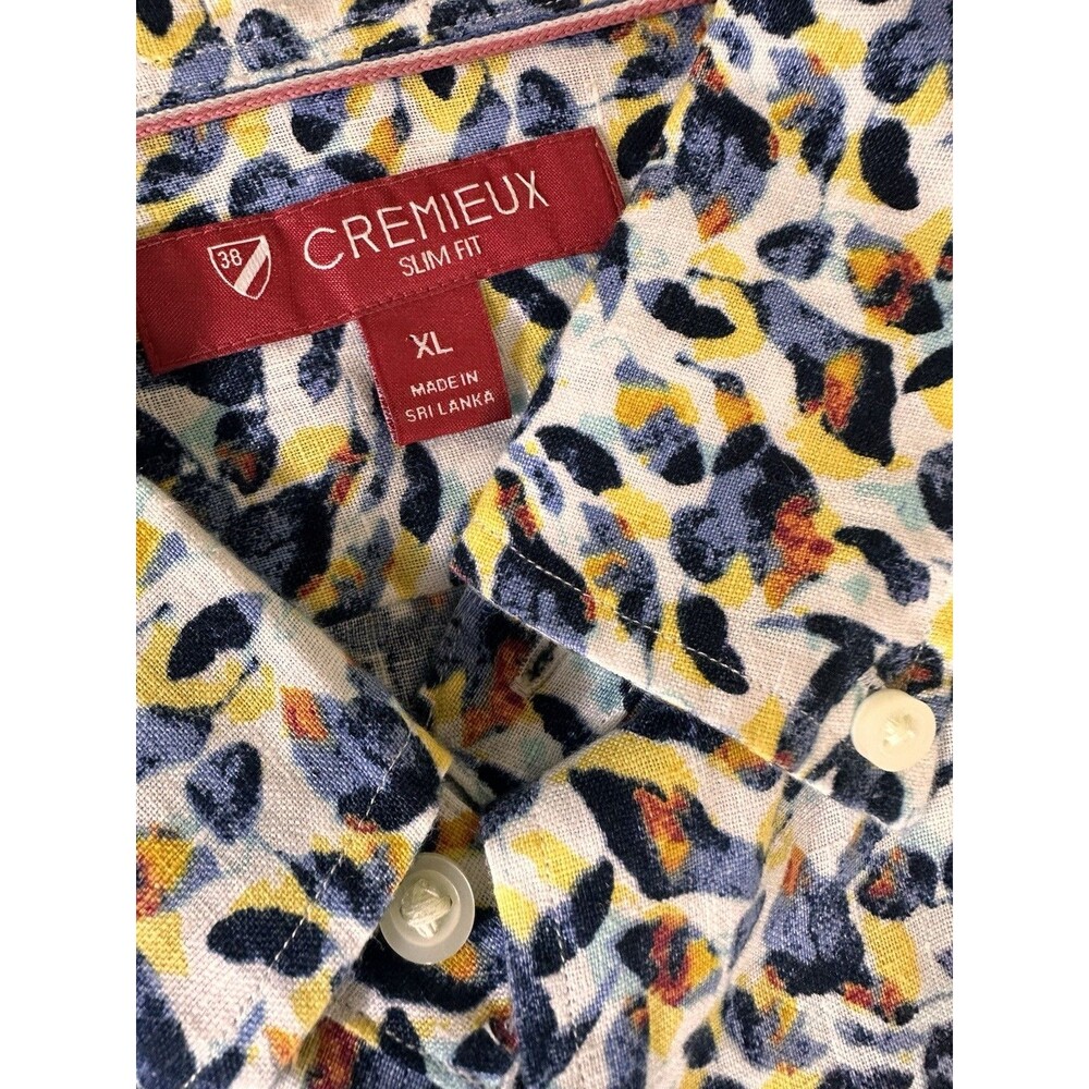 Feather Linen Daniel Cremieux Men's Short Sleeve Slim XL Shirt Graphic Pattern